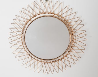 Gold-plated sun mirror, wire, foldable, vintage French, Erdecor