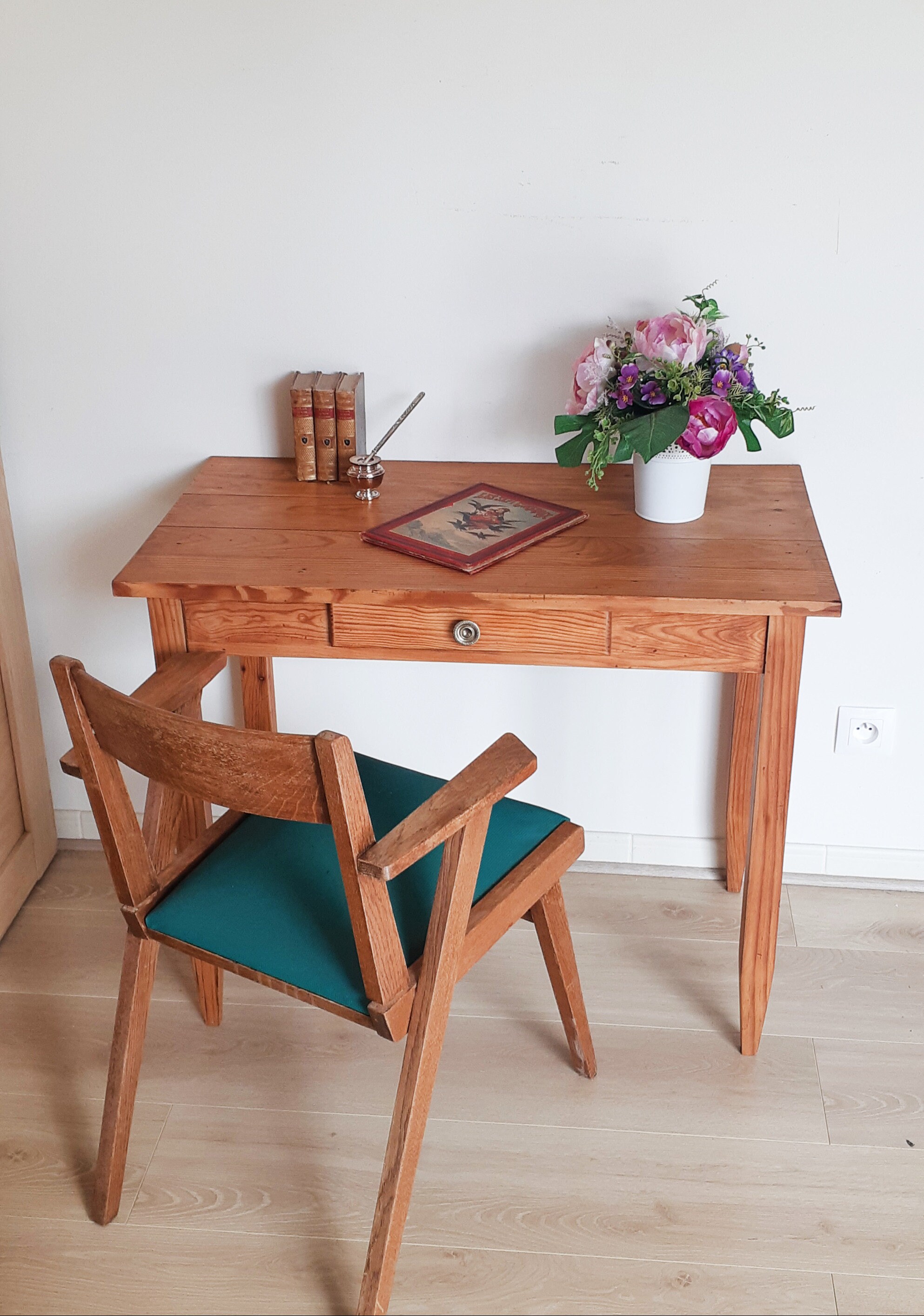 Table de Ferme en Bois , Vintage, Années 50 Bureau Table Cuisine