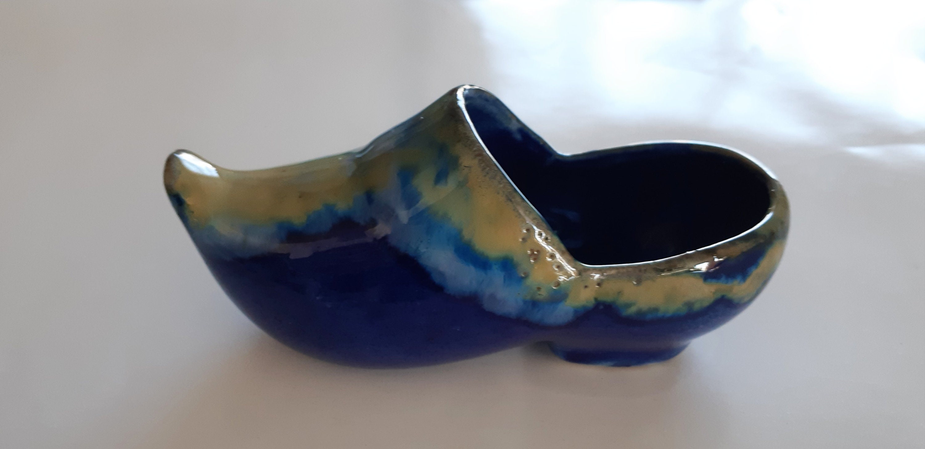 Sabot Décoratif, Bouquetière, en Grès Bleu , Vintage Français