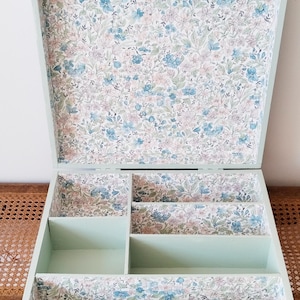 Box, wooden suitcase, vintage French, paint box, sewing, jewelry, makeup