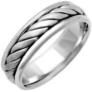 Designer Eternity Rope Twist Center, Hand-Twisted, Handwoven Comfort Fit Wedding Band, Gold Rings, Braided Rings, 6mm, 14k, 18K, Platinum