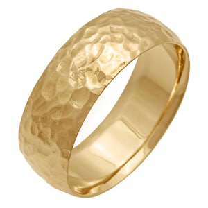 Gold Hammered Wedding Ring, Comfort Fit, Wedding Band,  Gold Rings , Unique Wedding Band, 8mm 14K/18K FREE ENGRAVING