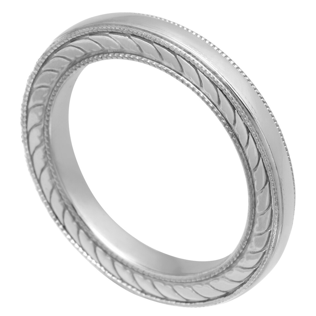 Designer White Flat Surface Beaded Edge Milgrain With Hand Engraved ...