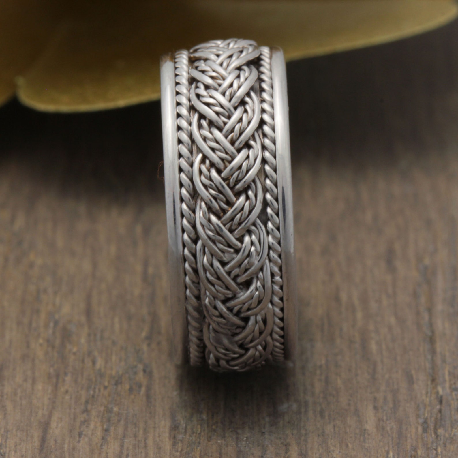 White Hand Braided Wedding Band, Double Braided Band, Hand Made White Hand Braided Wedding Band, Double Braided Band, Hand Made