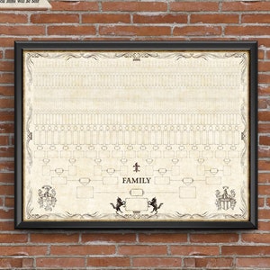 Family Tree Chart, 12 Generation Pedigree, YOU PRINT, 48x36, Genealogy Gift, Ancestry Poster, Family Records, Ahnentafel Chart, FT102 image 1