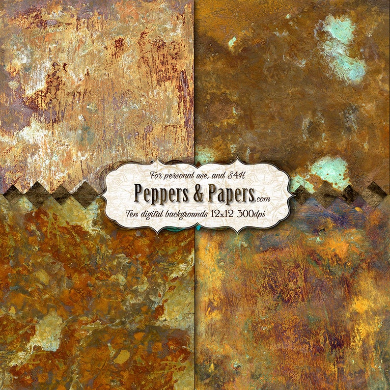 Rust Digital Backgrounds, 10 Unique Deep Texture 12x12 Backgrounds for ...
