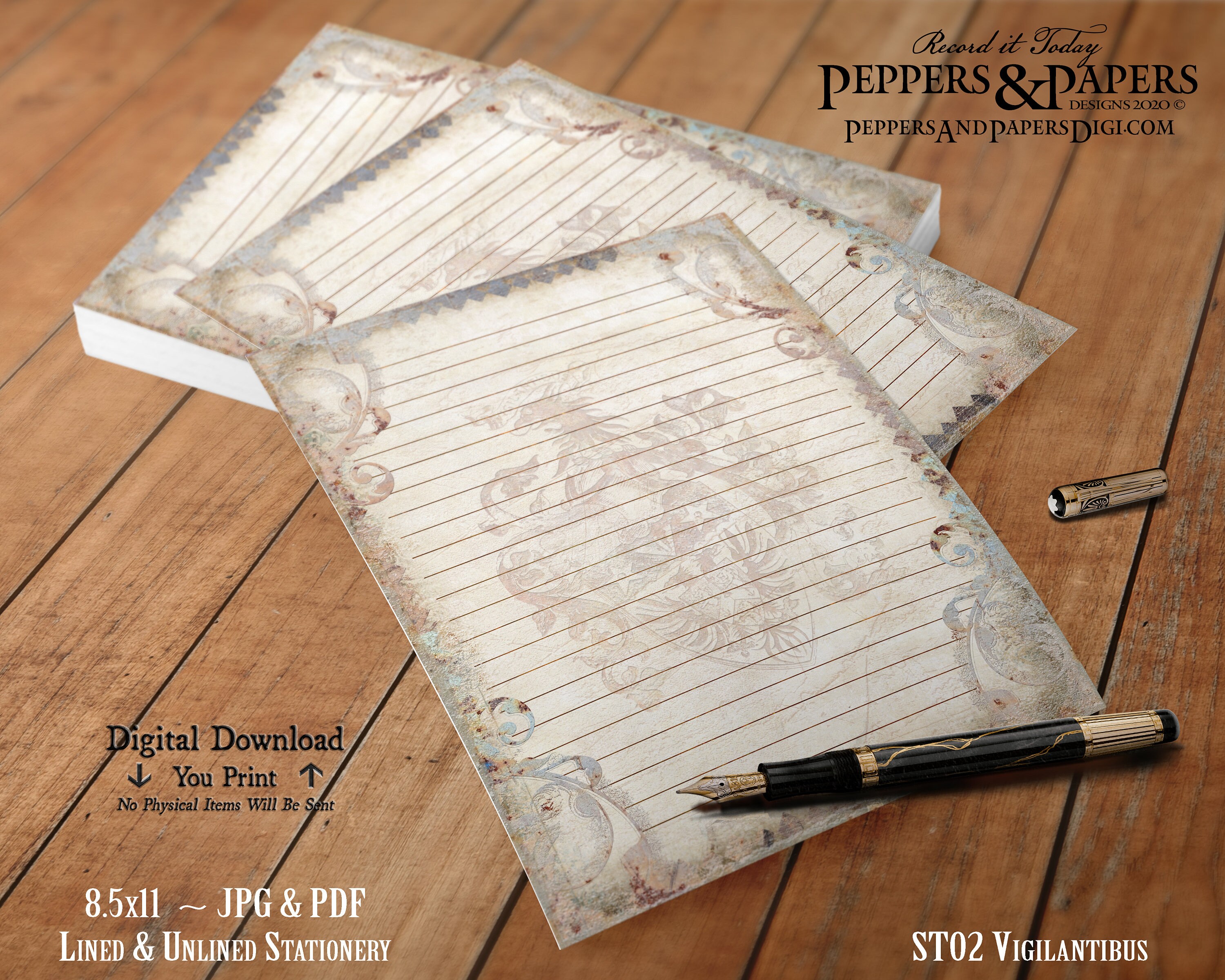 Medieval Gothic Heraldry Digital Printable Stationery 8.5x11 Etsy