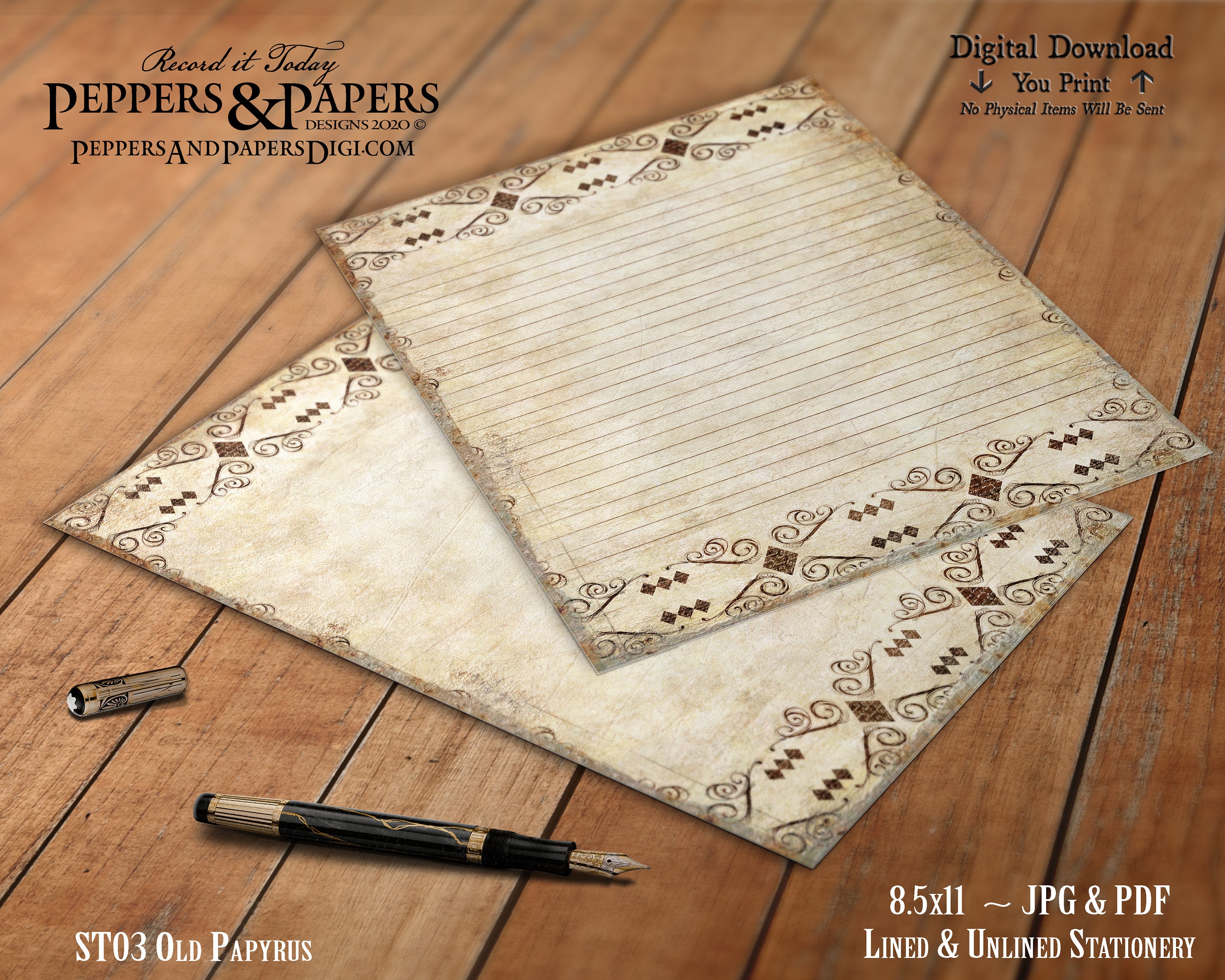 Old Papyrus Medieval Gothic Digital Printable Stationery Etsy