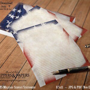 American Flag Stationery, YOU PRINT, 8.5x11 Digital Writing Paper for Scrapbooking, Family Record Keeping, Independence Day Paper, FT09.M5 image 3