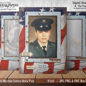 Military Record Photo Page, YOU PRINT, Family Record Keeping for Soldier, 8.5x11 Printable Quick Page, Scrapbooking 5x7 photo frame, FT09.M4 image 1