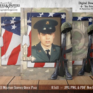 Military Record Photo Page, YOU PRINT, Family Record Keeping for Soldier, 8.5x11 Printable Quick Page, Scrapbooking 5x7 photo frame, FT09.M3 image 1