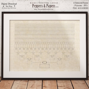 Family Tree Chart, 12 Generation Pedigree, YOU PRINT, 48x36, Genealogy Gift, Ancestry Poster, Family Records, Ahnentafel Chart, FT102 image 3