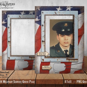 Military Record Photo Page, YOU PRINT, Family Record Keeping for Soldier, 8.5x11 Printable Quick Page, Scrapbooking 5x7 photo frame, FT09.M4 image 3