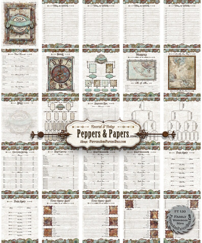 Family Tree Workbook Forms, Ancestry Gift for family, Ancestry Workbook for Descendants, 8.5x11 YOU PRINT, 231 page Family Organizer, FT02 image 8