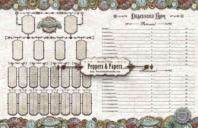 Family Tree Workbook Forms, Ancestry Gift for family, Ancestry Workbook for Descendants, 8.5x11 YOU PRINT, 231 page Family Organizer, FT02 image 7