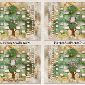 Family Tree Template, 6 Generation Pedigree Chart, YOU PRINT, 16x24, Genealogy Gift, Ancestry Poster, Family Records, Hourglass Chart, FT127 image 3