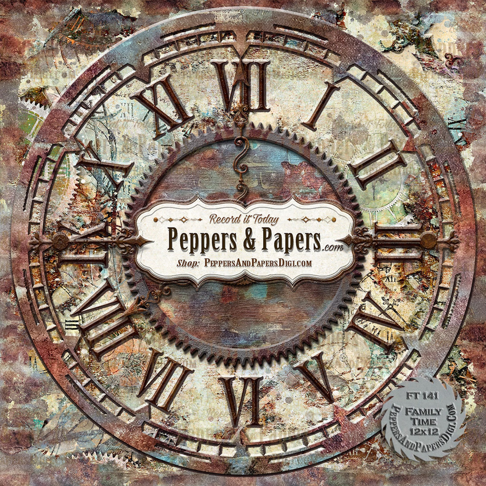 Clock Backgrounds 12x12 Distressed Watercolor 10 Textured Etsy