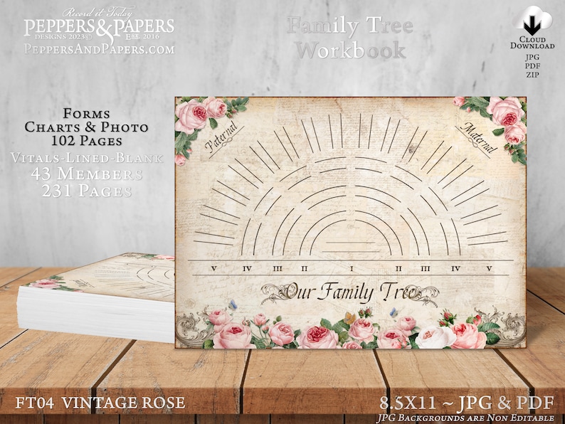 Family Tree Workbook, Genealogy Forms, Ancestry Gift for parents, Workbook for adult children, Family Tree Printable gift for Wedding, FT04 image 8