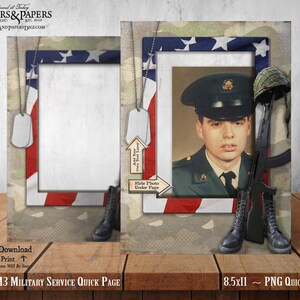 Military Record Photo Page, YOU PRINT, Family Record Keeping for Soldier, 8.5x11 Printable Quick Page, Scrapbooking 5x7 photo frame, FT09.M3 image 2