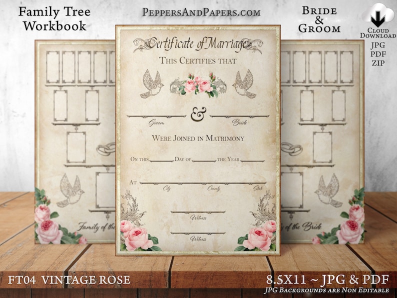 Family Tree Workbook, Genealogy Forms, Ancestry Gift for parents, Workbook for adult children, Family Tree Printable gift for Wedding, FT04 image 4