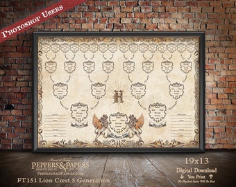 Family Tree Chart, 5 Generation EDITABLE Pedigree, YOU PRINT, 19x13, Genealogy Gift, Ancestry Poster, Family Record, Ahnentafel Chart, FT151