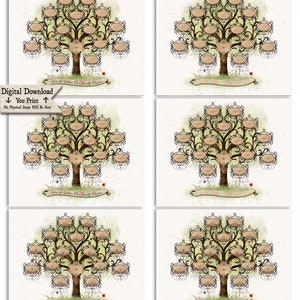 Family Tree 5 Generation Pedigree gift for wedding couple, 20x16 Mothers Day genealogy gift, personalized custom DIY gift, YOU PRINT, FT14 image 6