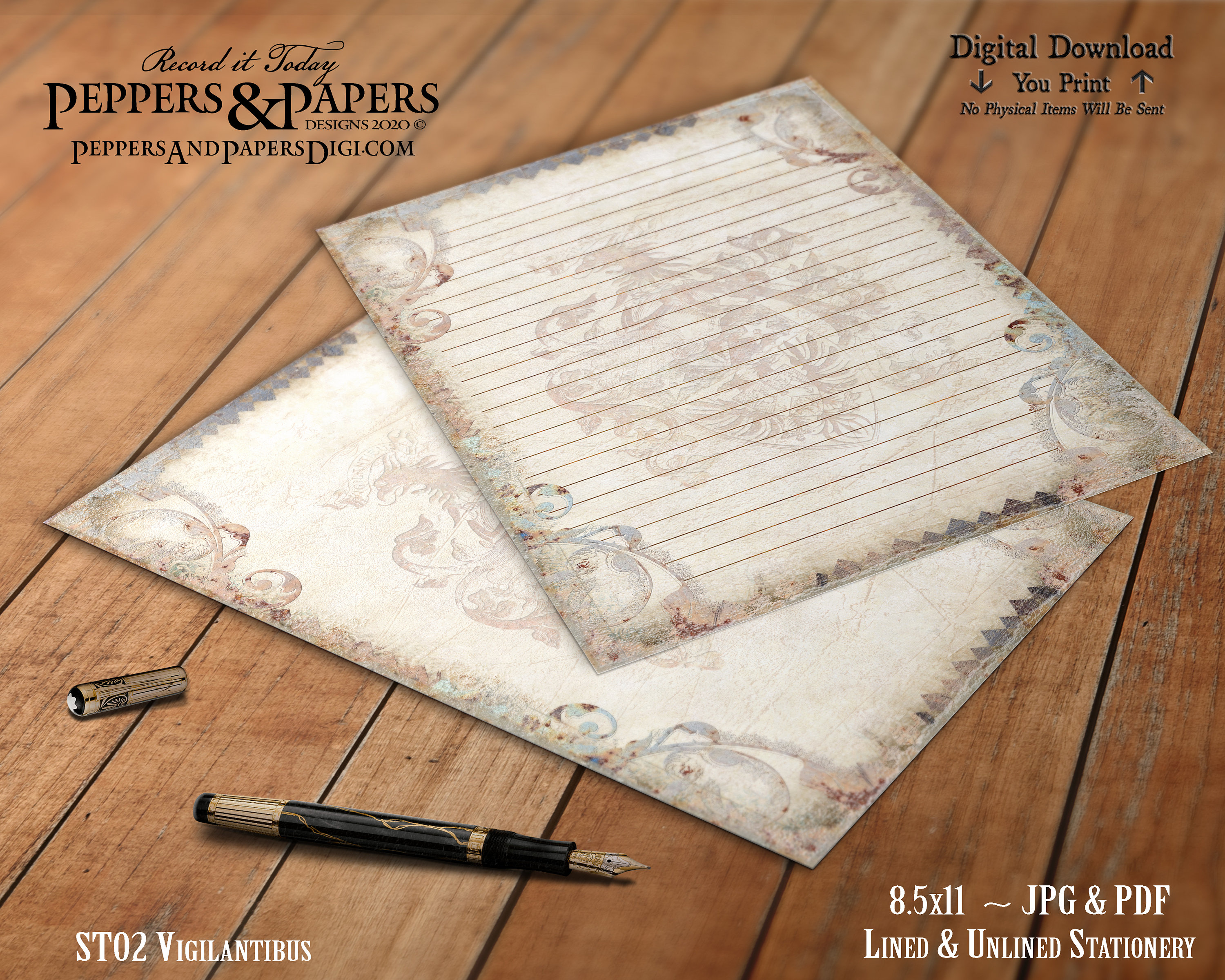 Medieval Gothic Heraldry Digital Printable Stationery 8.5x11 | Etsy