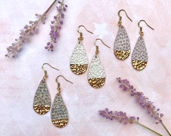 Hammered-look ceramic drop earrings