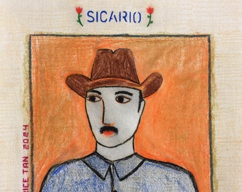 Outsider Art Brut Original Sicario-Porträt