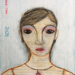 Portrait Artwork of Woman Original Colored Pencil Art