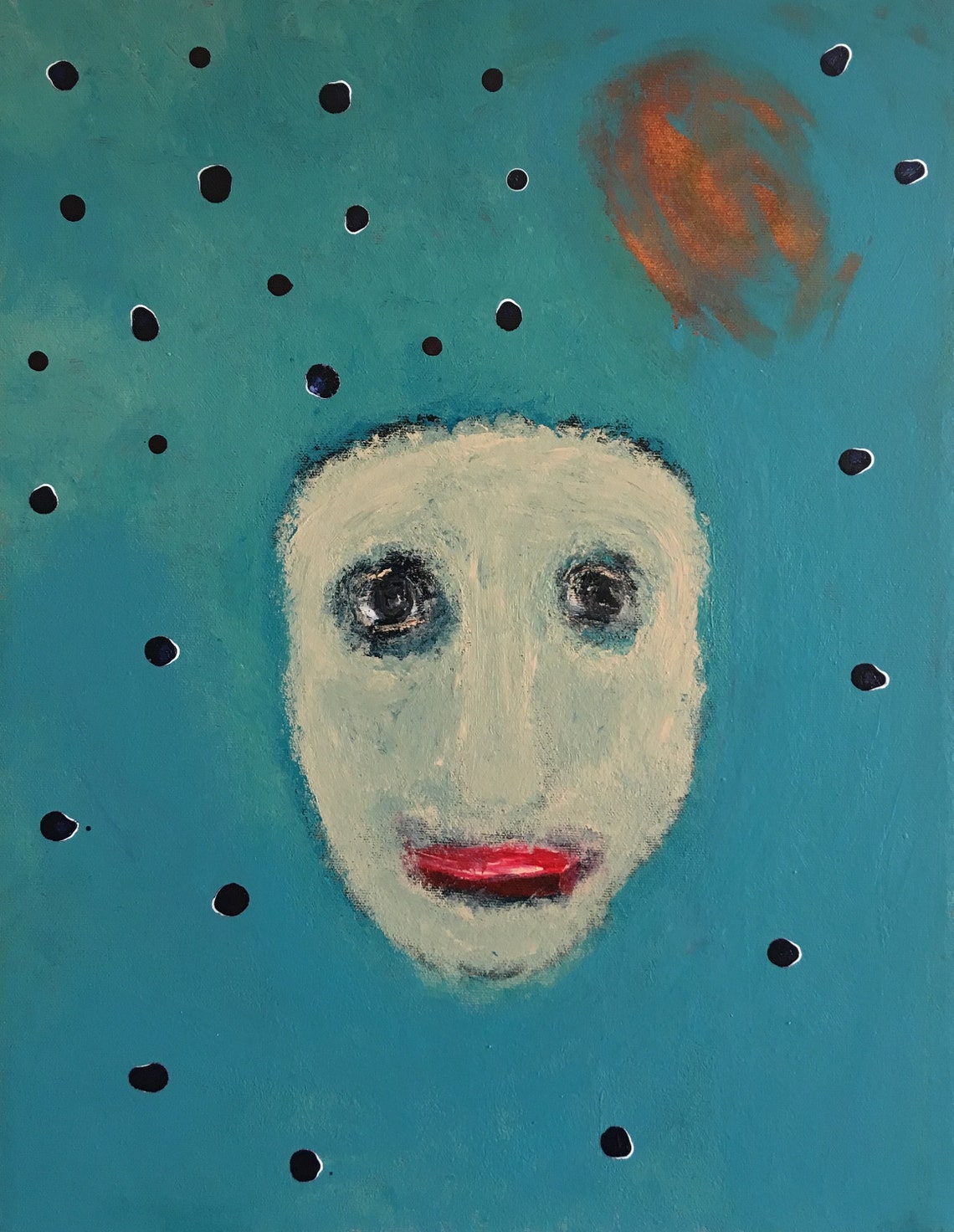 Abstract Painting Original Art Face Painting Blue Green Etsy