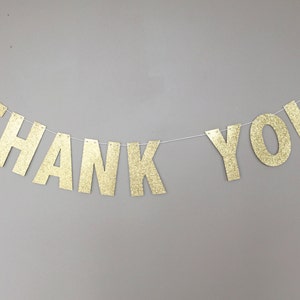 Thank You Gold Glitter Banner, Gold Glitter Banner, Wedding Banner, Photo Prop Banner, Bridal Shower Banner, Thank You