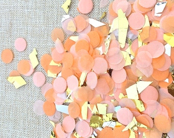 Peach Circle Confetti. Engagement Party Confetti. Gender Neutral Baby Shower Decorations.