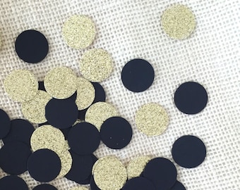 50th Anniversary Decor,Black and Gold Glitter Circle Confetti,Bridal Shower, Gold and Black Decor,Table Decor,Gold