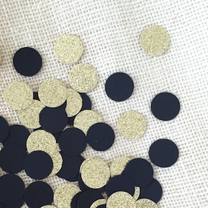 Decoração de 50 anos, confete circular com glitter preto e dourado, chá de panela, decoração dourada e preta, decoração de mesa, ouro