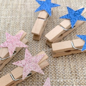 Gender Reveal Baby Shower Clothespins, Pink and Blue Stars Clothespins. Baby Shower Boy or Girl Game. Gender Reveal Games