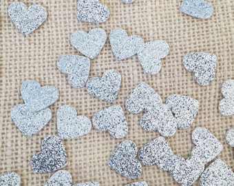 Plata brillo corazón confeti, confeti de la boda, decoración de la ducha de la boda, decoración de la boda de plata, corazón del brillo de plata, decoración de la mesa, confeti de la fiesta