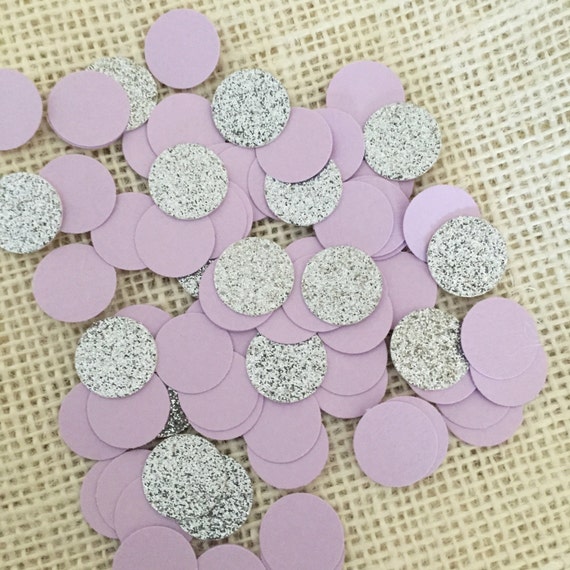 Lavender Silver Glitter Wedding Confetti, Circle Confetti, Bridal Shower, Baby Shower, Table Confetti, Light Purple Decor, Table Scatter