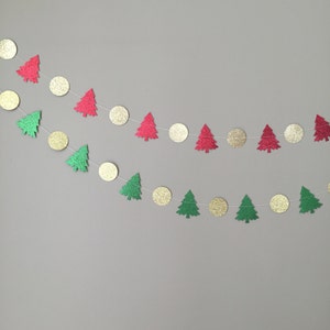 Holiday Garland, Christmas Decorations, Red, Gold and Green Garland, Christmas Tree Garland, Paper Garland, Holiday Decorations image 1