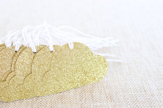 12 Gold Glitter Gift Tags