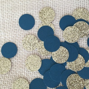 Teal and Gold Glitter Circle Confetti, Teal Decor, Wedding, Bridal Shower Decor, Birthdays, Teal Decorations,