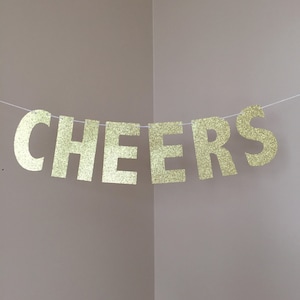 Cheers Gold Glitter Banner, Party Decorations, Cheers Sign, Wedding Sign, Bridal Shower Banner, Bachelorette Banner, Custom Banner