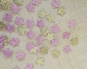 Twinkle Twinkle Little Star Pink Gold Glitter Star Confetti,First Birthday,Baby Shower,Table Decor,Gold Glitter Confetti,Pink and Gold Decor