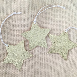 Gold Glitter Stars Gift Tags Set (12), Twinkle Twinkle Little Star Favor Tags,Party Gift Favors,Gold Glitter Stars,Tags