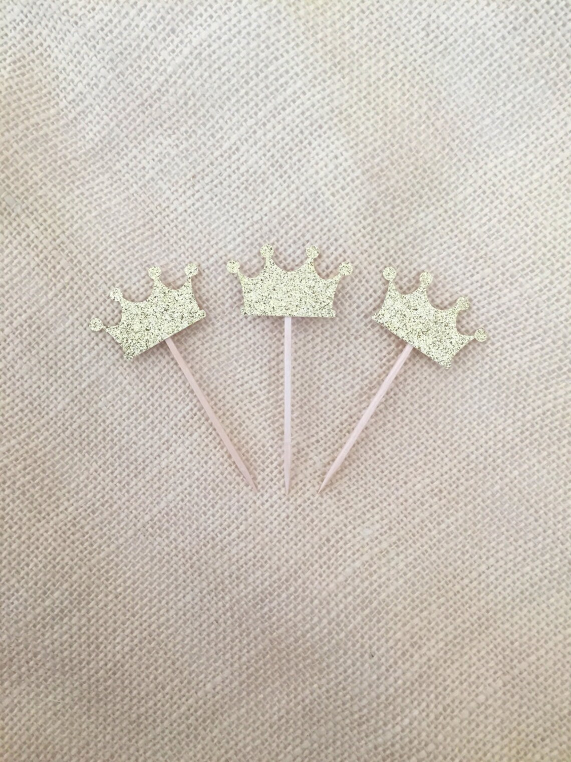 Gold Glitter Crown Cupcake Toppers Set 12 Princess Etsy