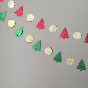 Holiday Garland, Christmas Decorations, Red, Gold and Green Garland, Christmas Tree Garland, Paper Garland, Holiday Decorations image 2