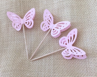 Conjunto de Toppers Cupcake de Mariposa (12), Decoraciones de Ducha de Bebé, Decoraciones de Ducha Nupcial, Decoraciones de Mariposa, Cupcake Toppers