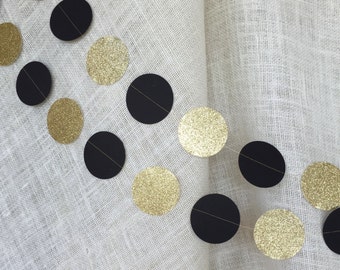 50th Anniversary Decorations, Wedding Decor, Party Decor, Black and Gold Decor,Paper Garland, Party Decor