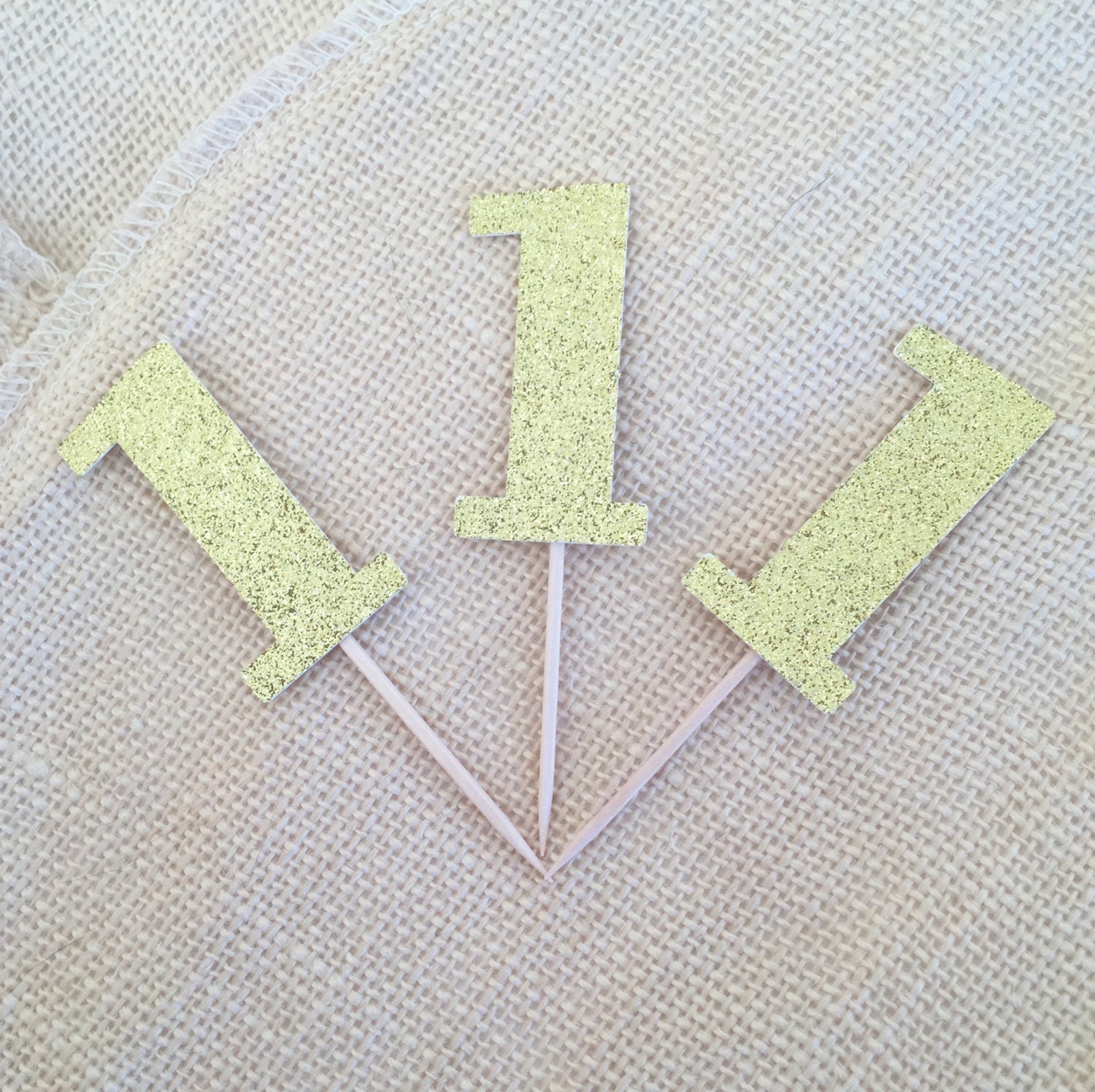1st Birthday Cupcake Toppers Gold Glitter Number Cupcake | Etsy