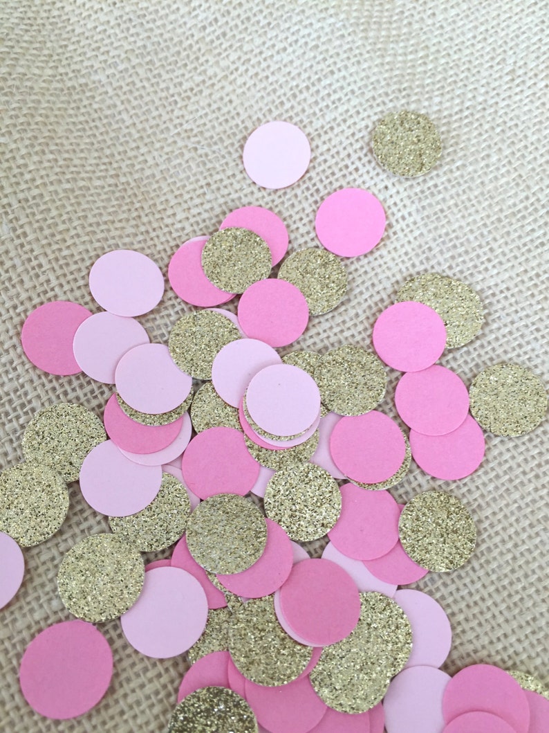 Bridal Shower Decorations Pink and Gold Glitter Confetti Etsy